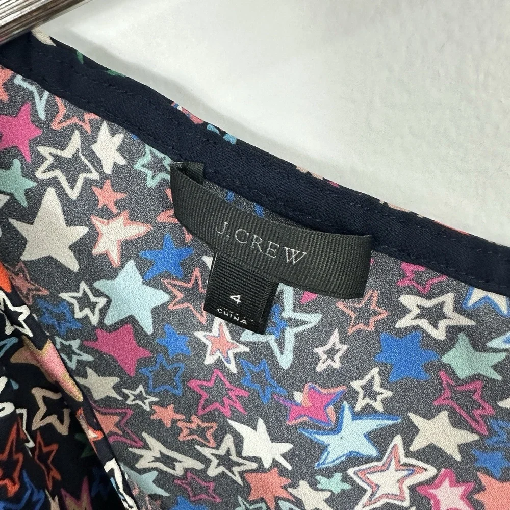 J Crew Star Print‎ One Shoulder Top Size 4 Y2K Whimsical Festival Statement
